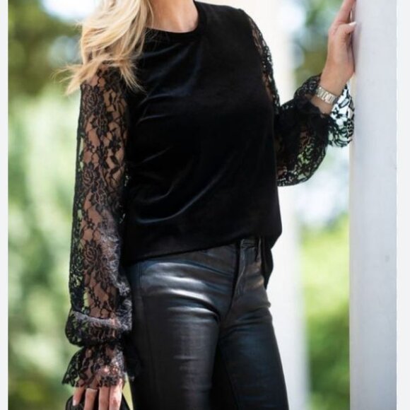 Southcott Velvet Top Lace Sleeves Sz S Whimsigoth Fairy Grunge - Picture 1 of 12